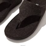 Women SHUV E01 Adjustable Felt Toe-Post Sandals Fitflop 882F93 All Black - Image 4