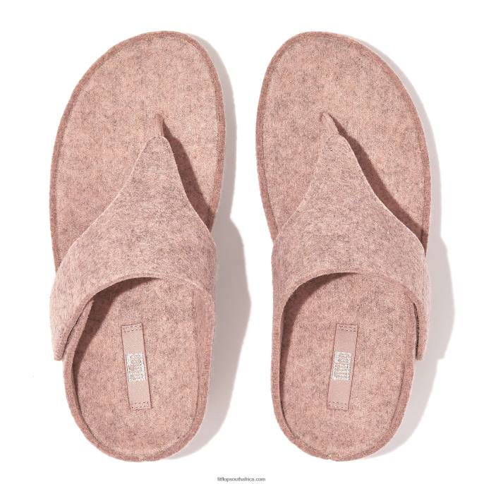 Women SHUV E01 Adjustable Felt Toe-Post Sandals Fitflop 882F94 Beige - Image 2