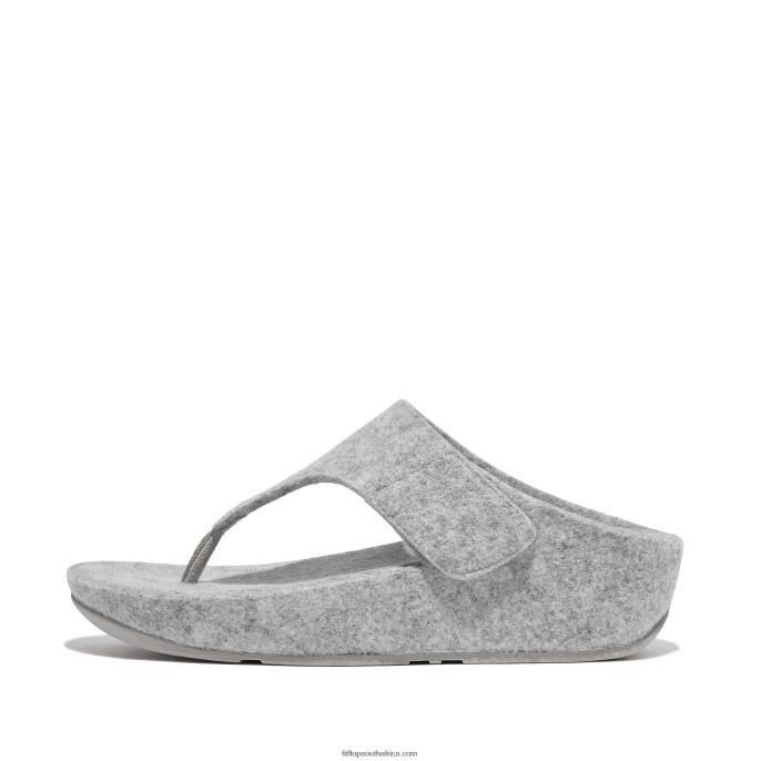 Women SHUV E01 Adjustable Felt Toe-Post Sandals Fitflop 882F95 Tiptoe Grey - Image 1