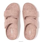 Women SHUV E01 Adjustable Two-Bar Felt Slides Fitflop 882F97 Beige - Image 3