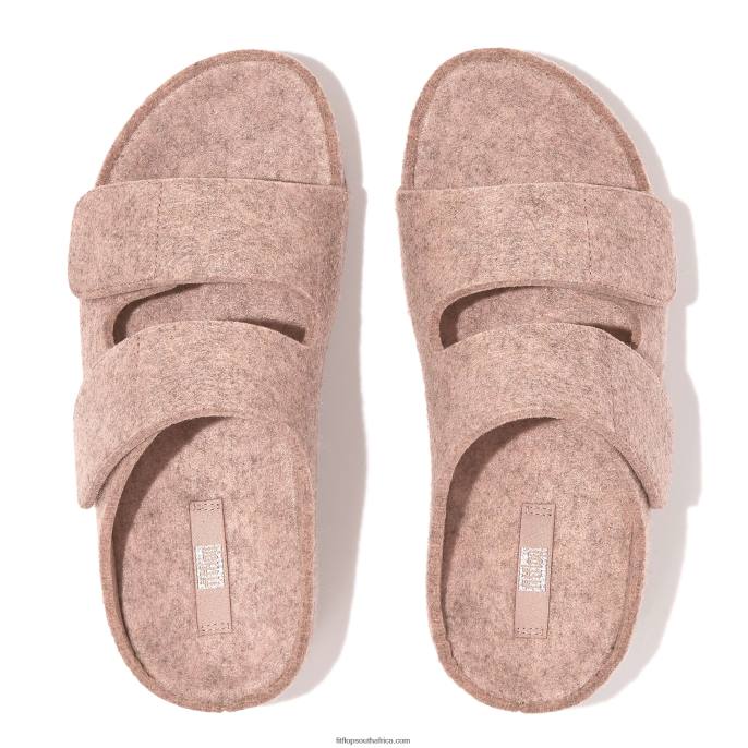 Women SHUV E01 Adjustable Two-Bar Felt Slides Fitflop 882F97 Beige - Image 3