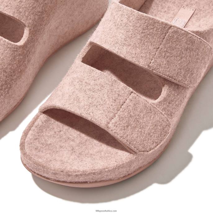 Women SHUV E01 Adjustable Two-Bar Felt Slides Fitflop 882F97 Beige - Image 4