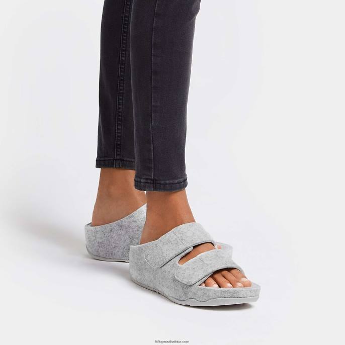 Women SHUV E01 Adjustable Two-Bar Felt Slides Fitflop 882F98 Tiptoe Grey - Image 2