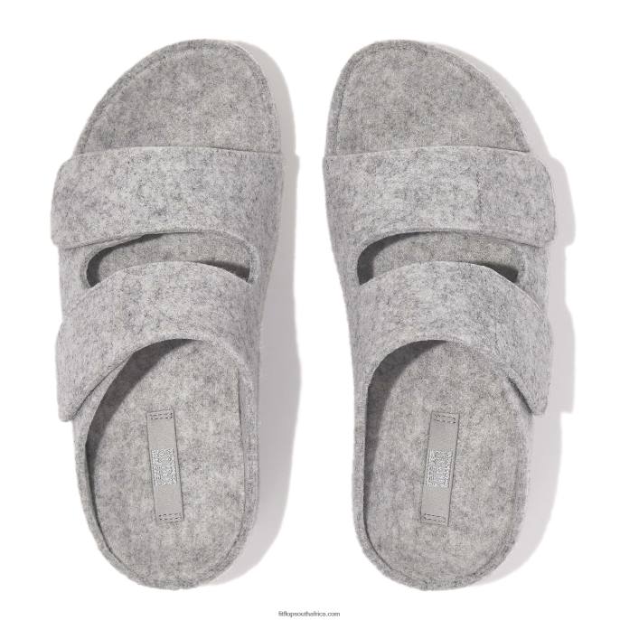 Women SHUV E01 Adjustable Two-Bar Felt Slides Fitflop 882F98 Tiptoe Grey - Image 3