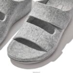 Women SHUV E01 Adjustable Two-Bar Felt Slides Fitflop 882F98 Tiptoe Grey - Image 4