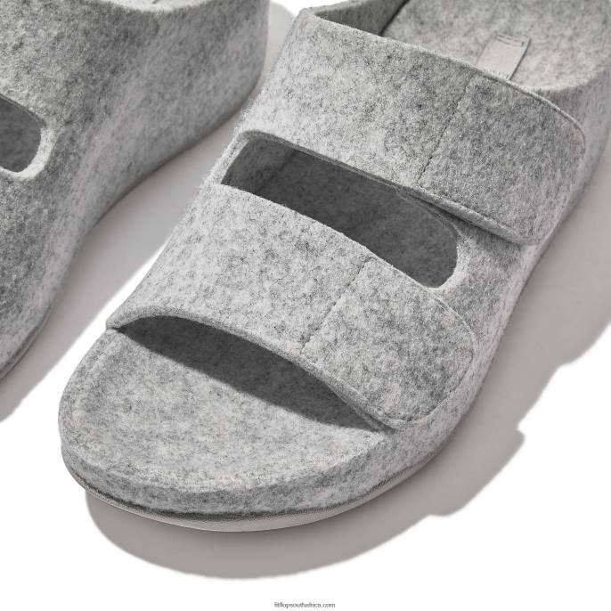 Women SHUV E01 Adjustable Two-Bar Felt Slides Fitflop 882F98 Tiptoe Grey - Image 4