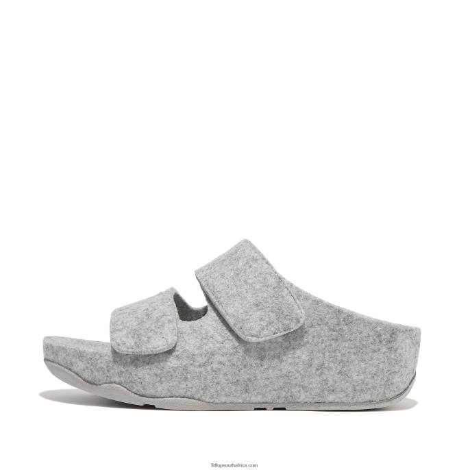 Women SHUV E01 Adjustable Two-Bar Felt Slides Fitflop 882F98 Tiptoe Grey - Image 1