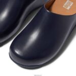 Women SHUV Leather Clogs Fitflop 882F331 Midnight Navy - Image 3