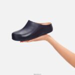 Women SHUV Leather Clogs Fitflop 882F331 Midnight Navy - Image 5