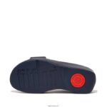 Women SHUV Leather Cross Slides Fitflop 882F167 Midnight Navy - Image 5