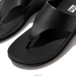 Women SHUV Leather Toe-Post Sandals Fitflop 882F148 All Black - Image 3