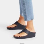 Women SHUV Leather Toe-Post Sandals Fitflop 882F150 Midnight Navy - Image 2