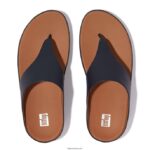 Women SHUV Leather Toe-Post Sandals Fitflop 882F150 Midnight Navy - Image 4