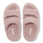 Women SHUV Two-Bar Shearling Slides Fitflop 882F318 Soft Pink - Image 3