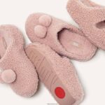 Women SHUV Two-Bar Shearling Slides Fitflop 882F318 Soft Pink - Image 5