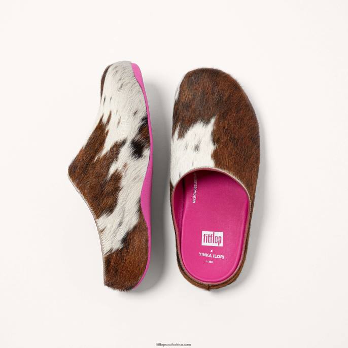 Women SHUV X YINKA ILORI Leather Clogs Fitflop 882F345 Brown Mix - Image 4