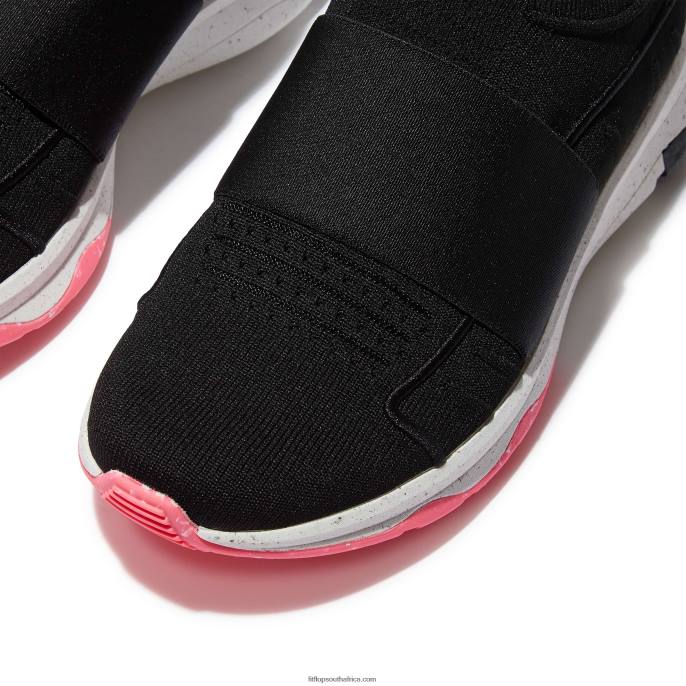 Women VITAMIN FF E01 Knit Elastic Sports Trainers Fitflop 882F235 Black Mix - Image 4