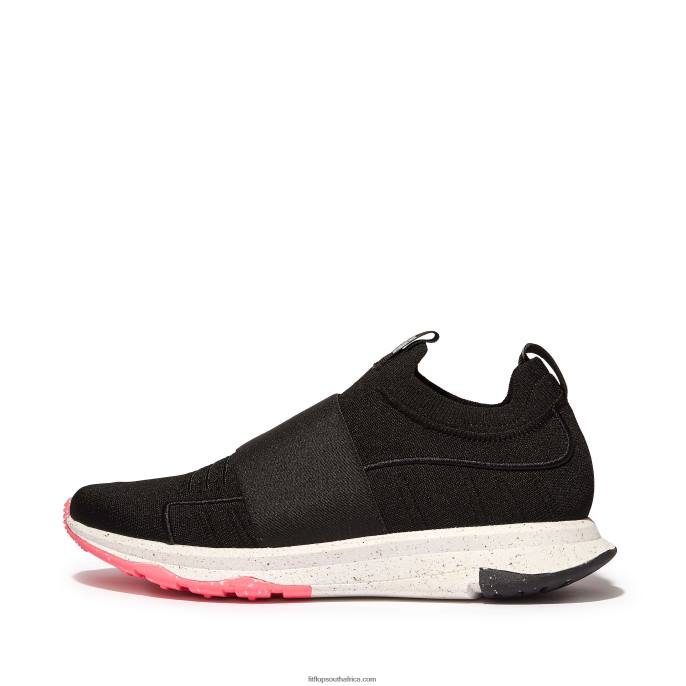 Women VITAMIN FF E01 Knit Elastic Sports Trainers Fitflop 882F235 Black Mix - Image 1