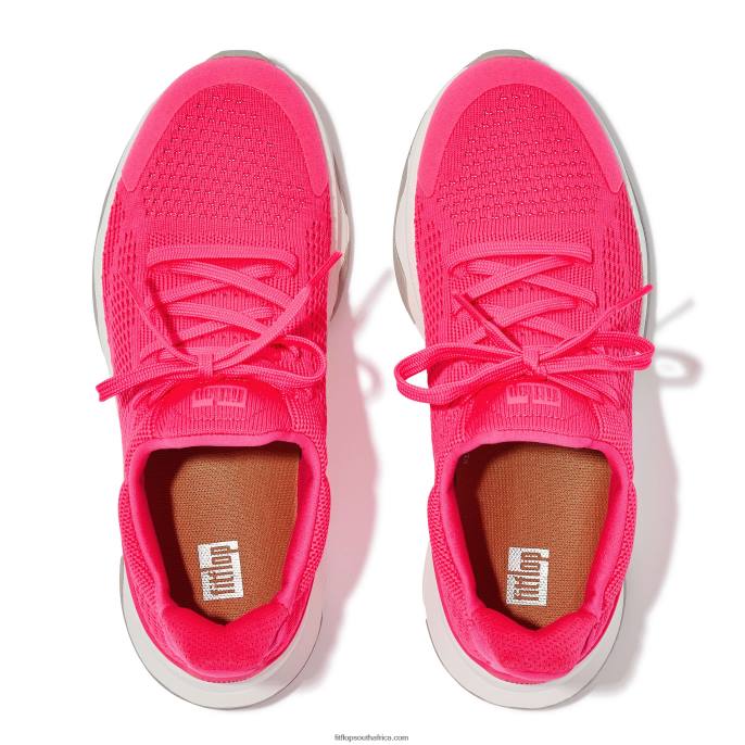 Women VITAMIN FFX Neon Reflective Knit Sports Trainers Fitflop 882F241 Pop Pink - Image 3