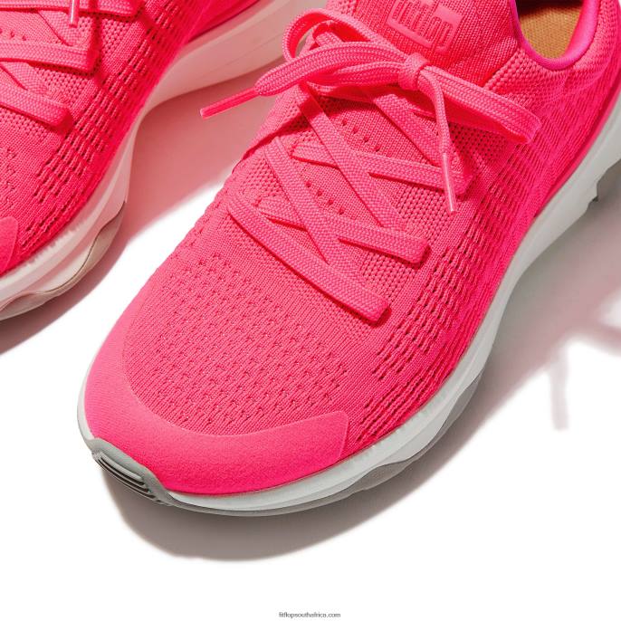 Women VITAMIN FFX Neon Reflective Knit Sports Trainers Fitflop 882F241 Pop Pink - Image 4