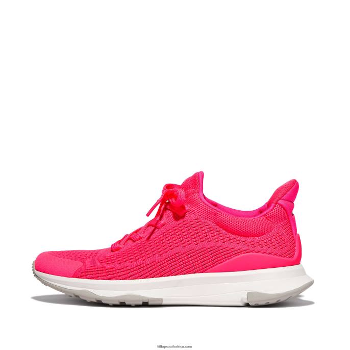 Women VITAMIN FFX Neon Reflective Knit Sports Trainers Fitflop 882F241 Pop Pink - Image 1
