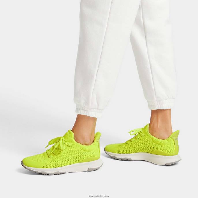 Women VITAMIN FFX Neon Reflective Knit Sports Trainers Fitflop 882F242 Electric Yellow - Image 2