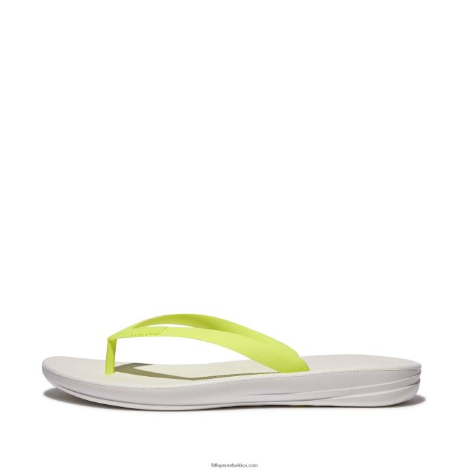 Men IQUSHION Ergonomic Flip Flops Fitflop 882F201 White/Yellow