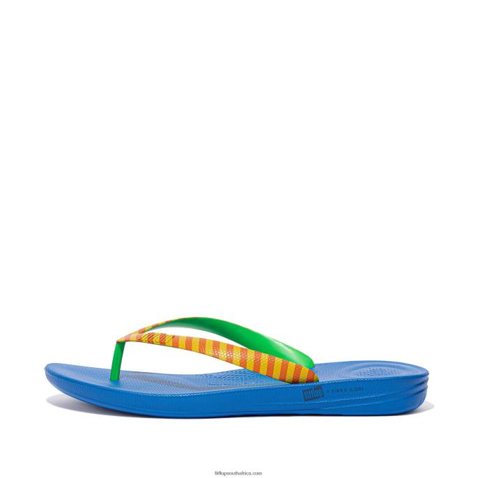Men IQUSHION X YINKA ILORI Flip Flops Fitflop 882F210 Yellow/Red Alert