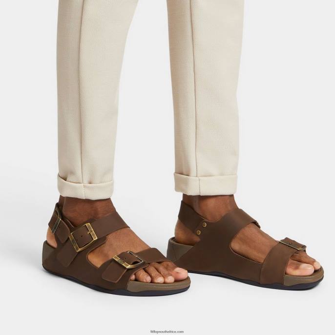 Men GOGH MOC Buckle Nubuck Sandals Fitflop 882F114 Brown Mix