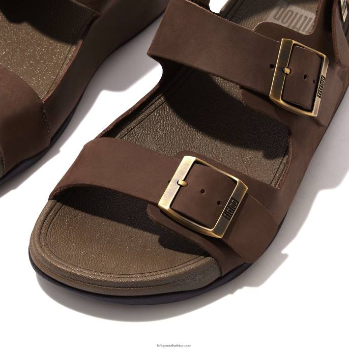 Men GOGH MOC Buckle Nubuck Sandals Fitflop 882F114 Brown Mix