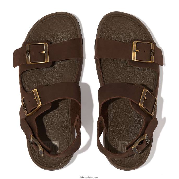 Men GOGH MOC Buckle Nubuck Sandals Fitflop 882F114 Brown Mix