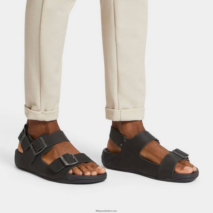 Men GOGH MOC Buckle Nubuck Sandals Fitflop 882F115 Black