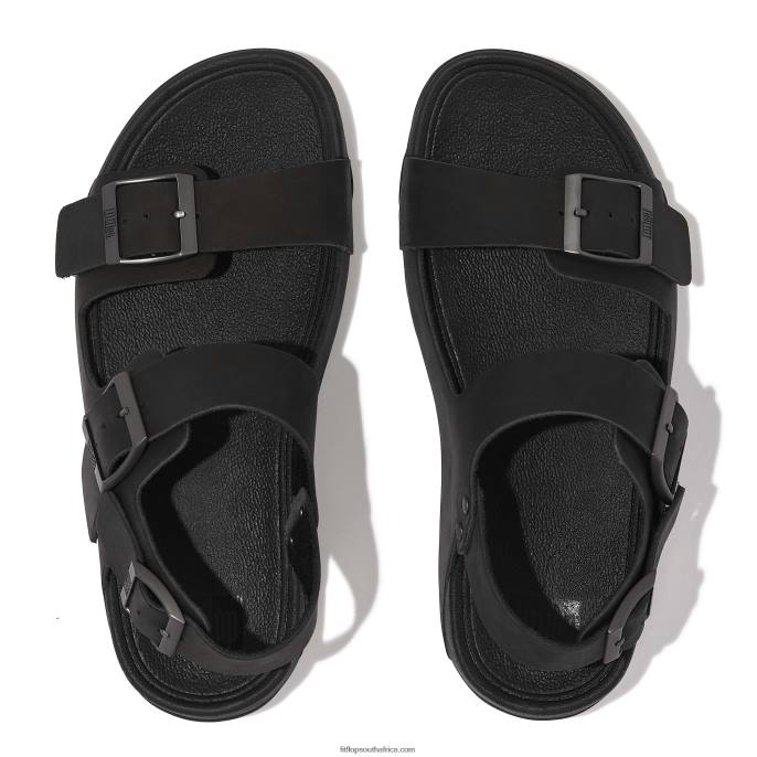 Men GOGH MOC Buckle Nubuck Sandals Fitflop 882F115 Black