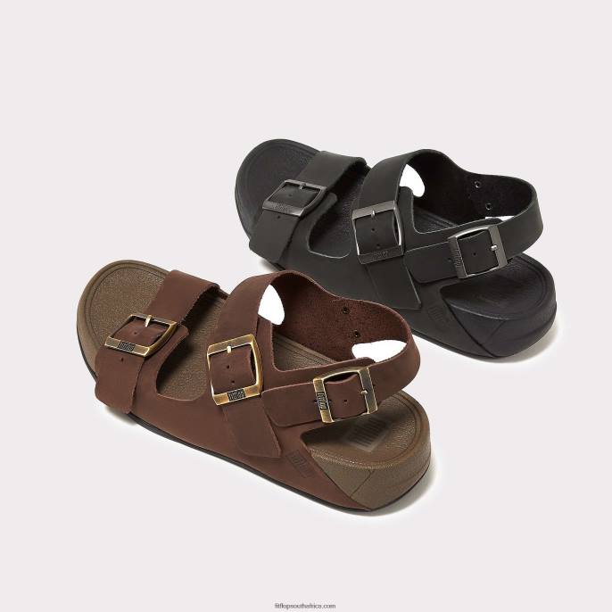 Men GOGH MOC Buckle Nubuck Sandals Fitflop 882F115 Black
