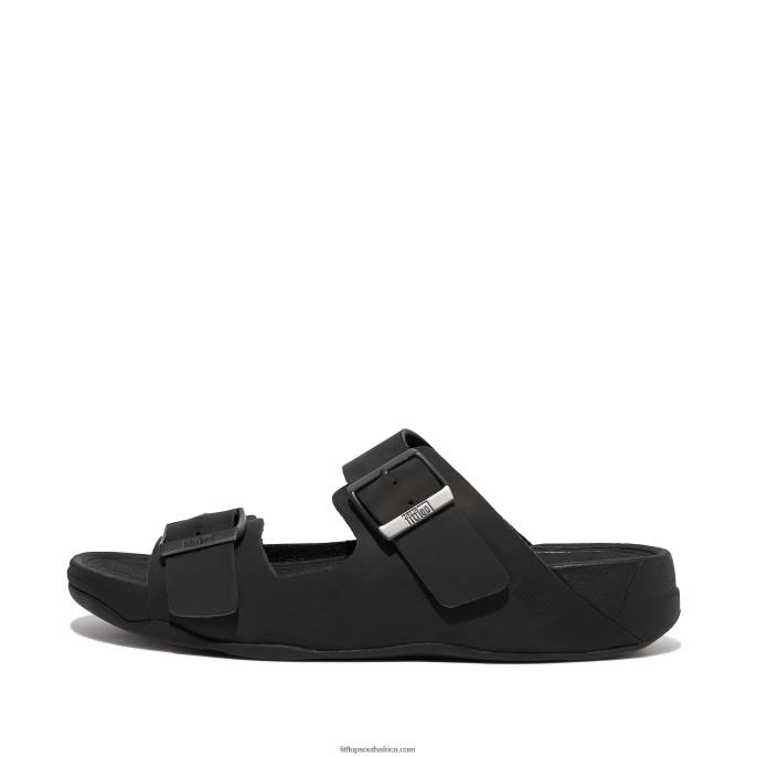 Men GOGH MOC Buckle Nubuck Slides Fitflop 882F112 Black