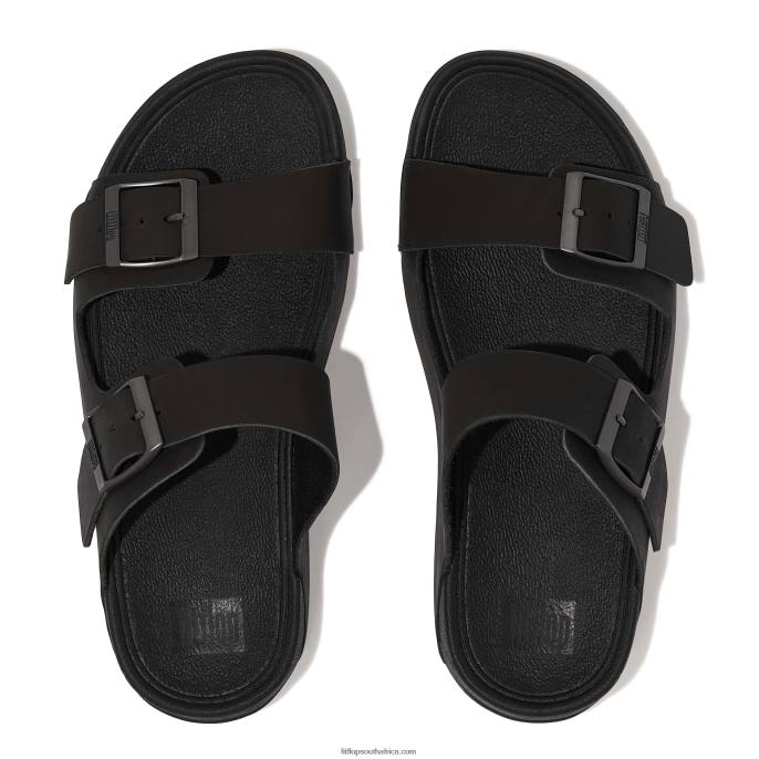 Men GOGH MOC Buckle Nubuck Slides Fitflop 882F112 Black
