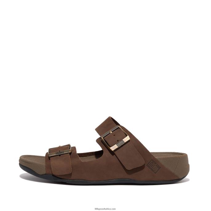 Men GOGH MOC Buckle Nubuck Slides Fitflop 882F113 Brown Mix