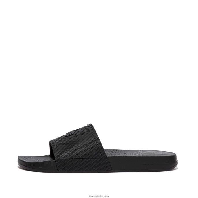 Men IQUSHION Pool Slides Fitflop 882F207 All Black