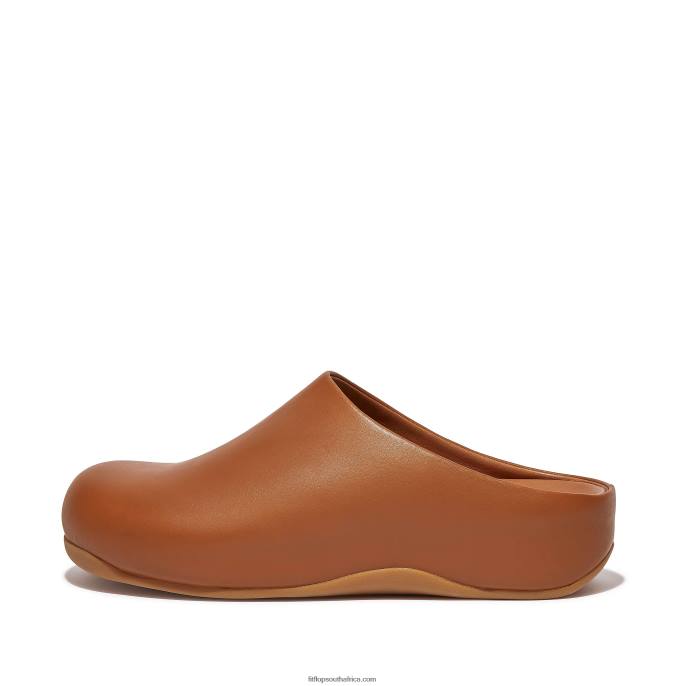 Men SHUV Leather Clogs Fitflop 882F364 Light Tan