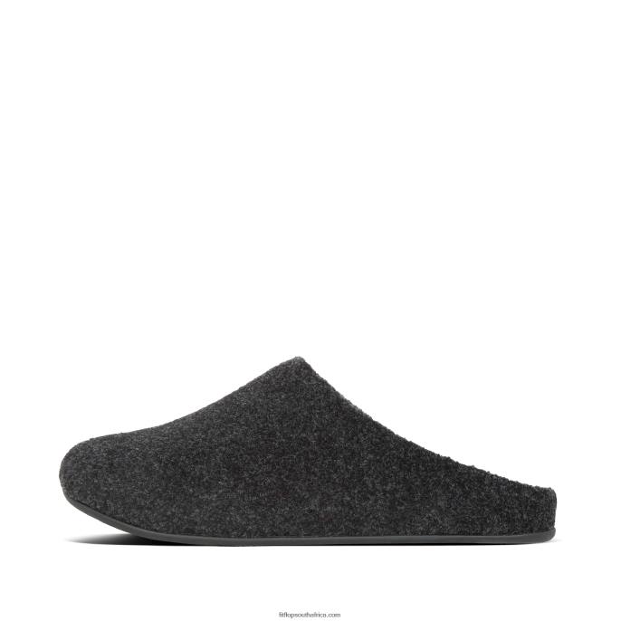 Men SHOVE Felt Slippers Fitflop 882F359 All Black