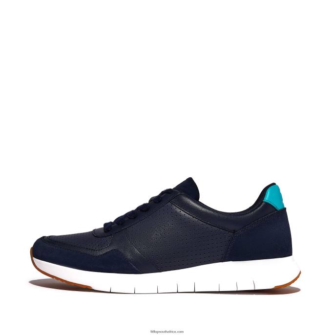 Men ANATOMIFLEX Leather-Mix Trainers Fitflop 882F346 Midnight Navy