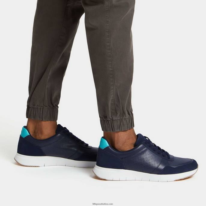 Men ANATOMIFLEX Leather-Mix Trainers Fitflop 882F346 Midnight Navy