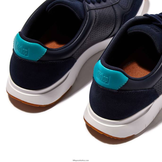 Men ANATOMIFLEX Leather-Mix Trainers Fitflop 882F346 Midnight Navy