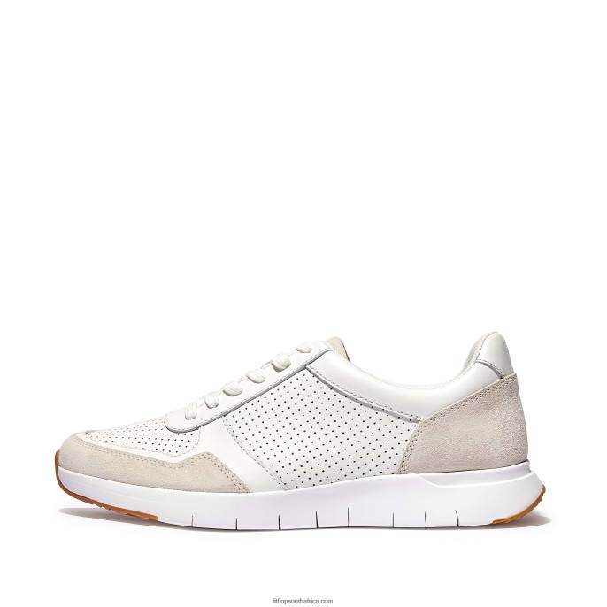 Men ANATOMIFLEX Leather-Mix Trainers Fitflop 882F347 Urban White