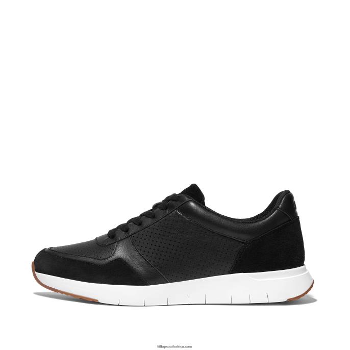 Men ANATOMIFLEX Leather-Mix Trainers Fitflop 882F348 Black