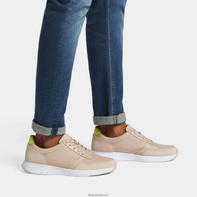 Men ANATOMIFLEX Leather-Mix Trainers Fitflop 882F349 Stone Beige