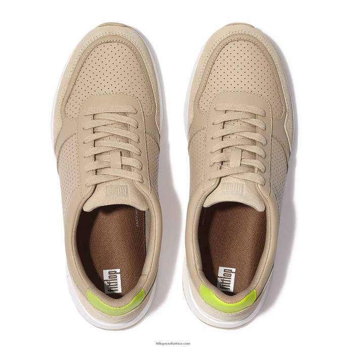 Men ANATOMIFLEX Leather-Mix Trainers Fitflop 882F349 Stone Beige