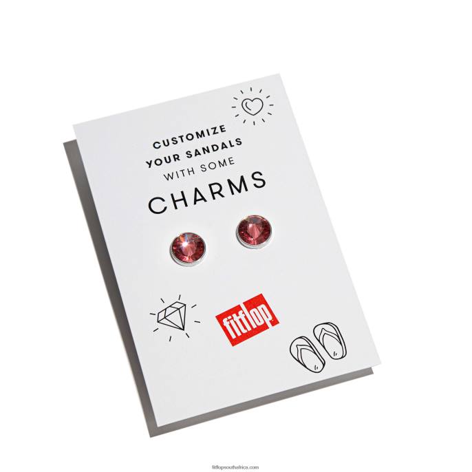 Women IQUSHION CHARMS Crystal Round Charms 2-Pack Fitflop 882F27 Fuchsia Rose