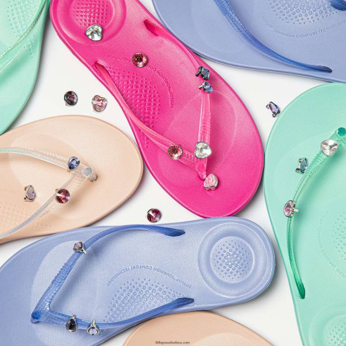 Women IQUSHION CHARMS Crystal Round Charms 2-Pack Fitflop 882F27 Fuchsia Rose