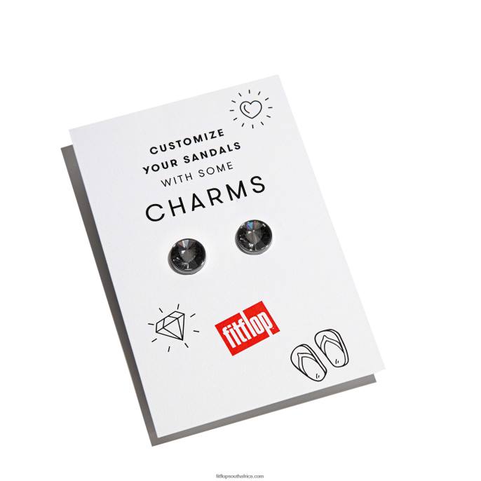 Women IQUSHION CHARMS Crystal Round Charms 2-Pack Fitflop 882F36 Pewter